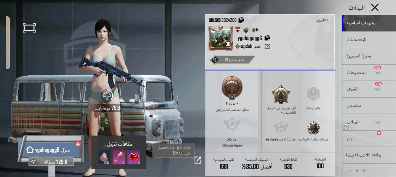 #2 PUBG Global account level 30, Bronze rating